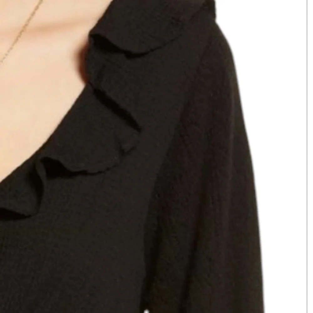 NWT Free People Billie Black Ruffle Smocked Sweater S